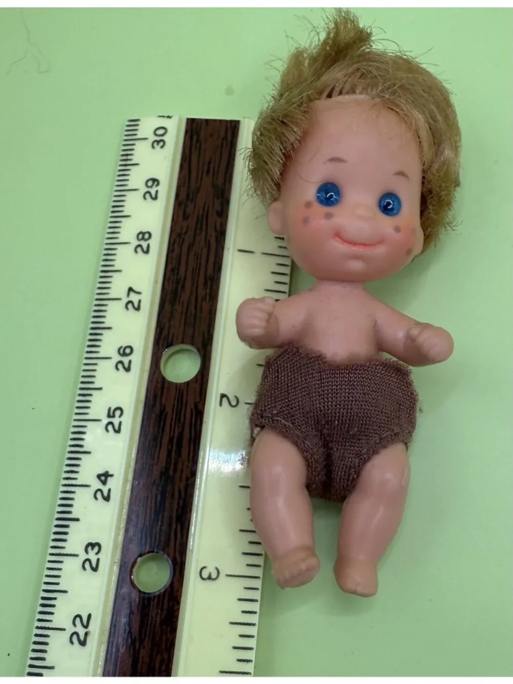 1973 Sunshine Family Baby Sweets Seth Red Brown Haired Boy Doll Brown Diaper